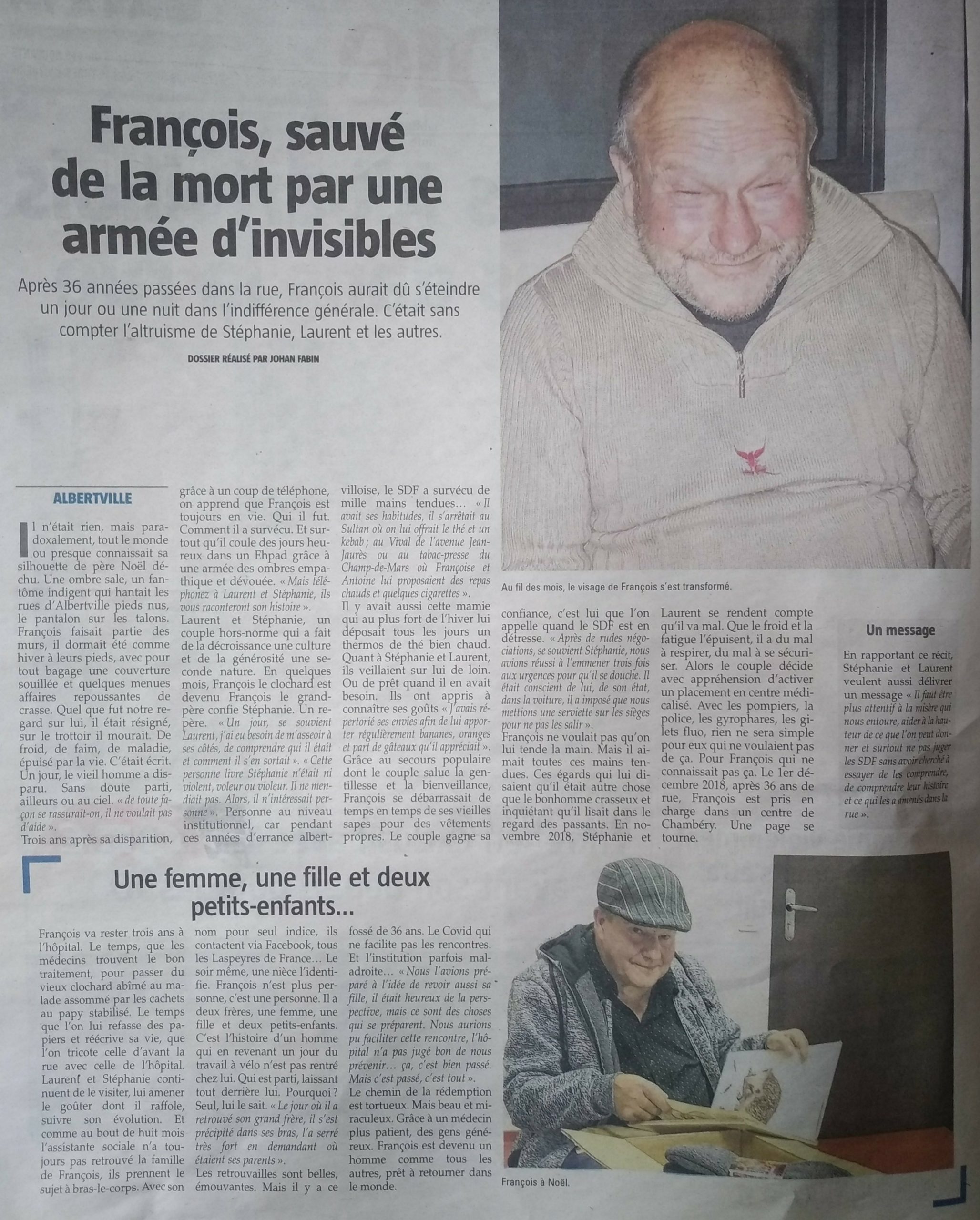 Article La Savoie SDF François